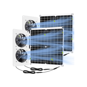 2-Set Solar Panel Fan Kit With Metal Shell
